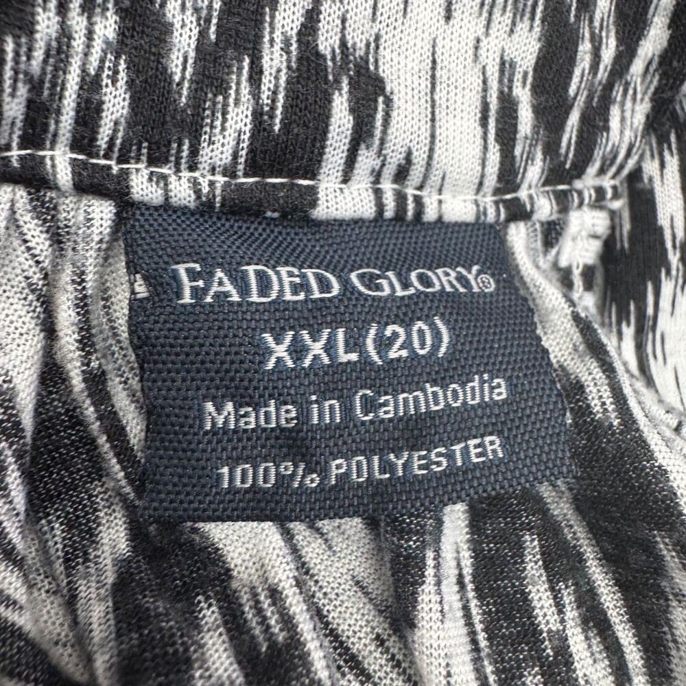 faded Glory Maxi Dress Sleeveless Ikat black white halter neckline cruise sz XXL - Picture 6 of 8